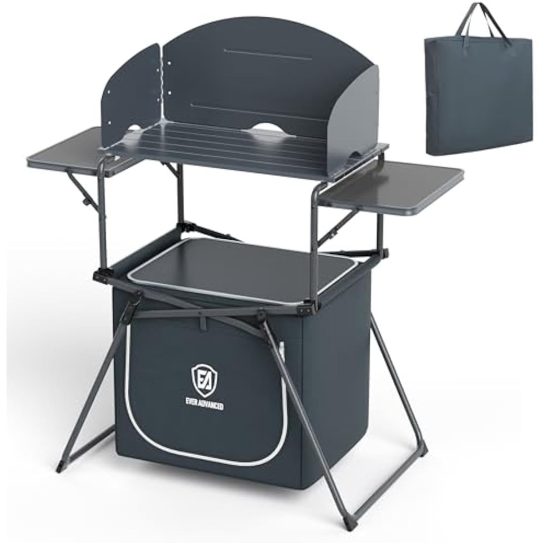 Ever Advanced Folding Camping Kitchen Table with Windscreen and Storage