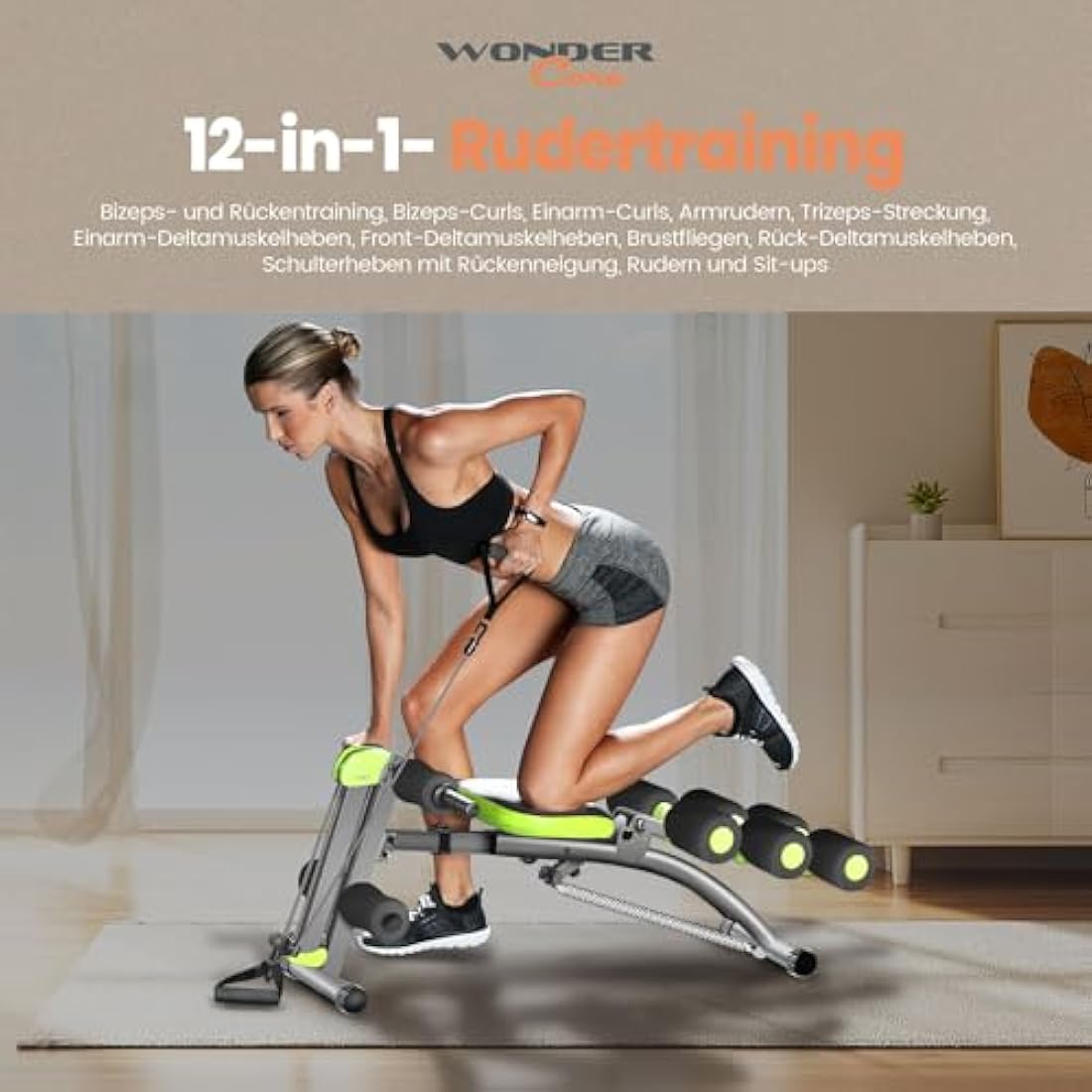 Wonder Core 2 – 12-in-1 Home Gym Core Trainer with Rower & Twisting Seat