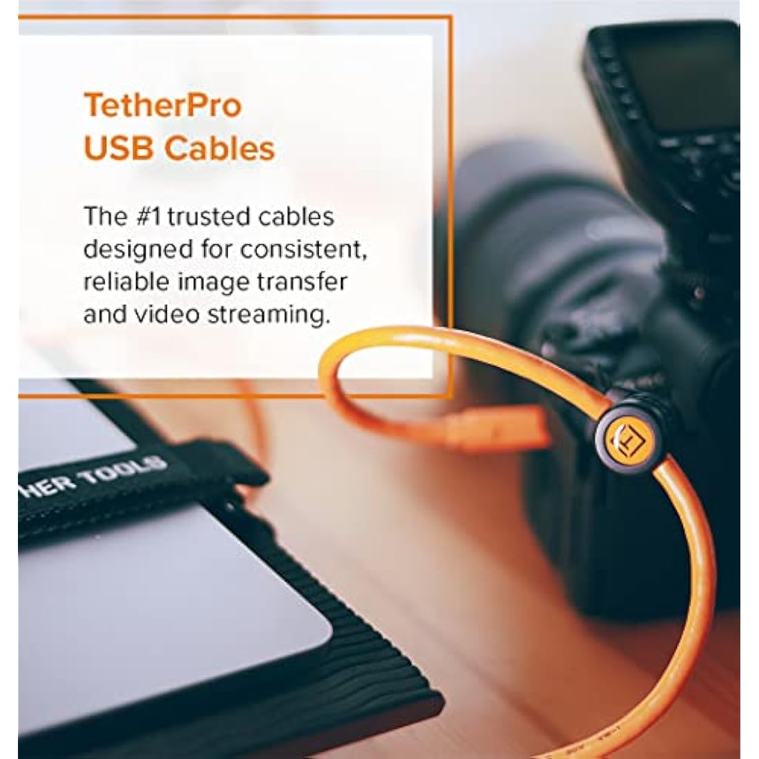 Tether Tools USB-C to USB-C Data Cable – 4.6m High Visibility Orange