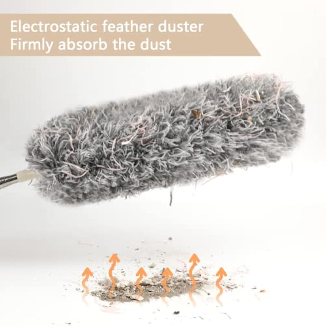 ENJSD Microfiber Feather Duster – 100in Extendable Telescopic Pole, Grey