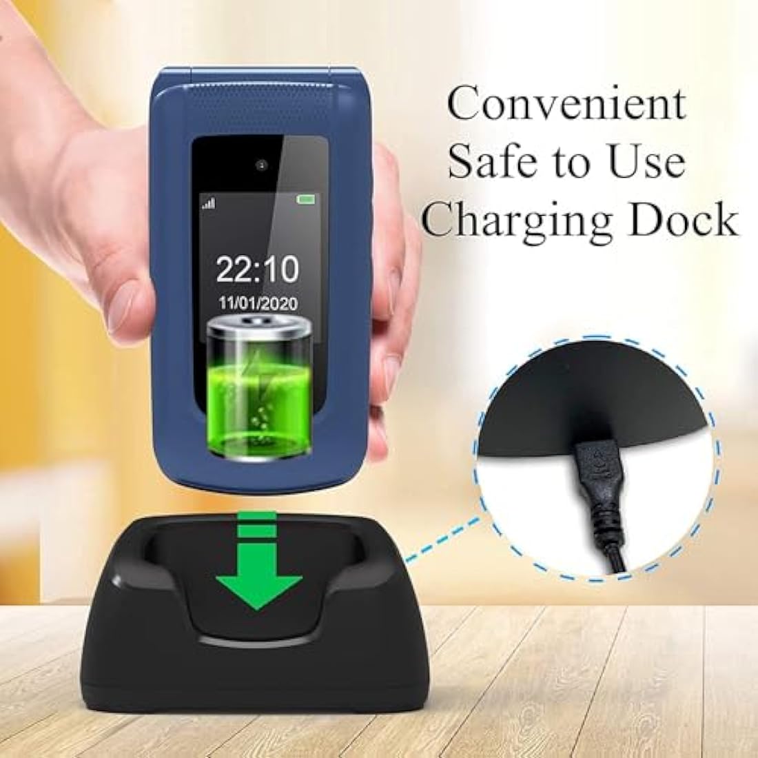 Uleway 4G Senior Flip Phone – Big Button Mobile with SOS & Charging Dock