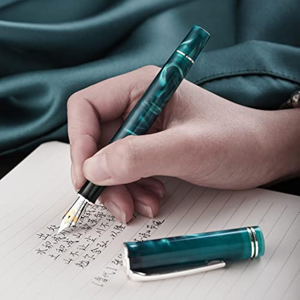 Hongdian N2 Fountain Pen – Teal Blue Acrylic Iridium Extra Fine Nib