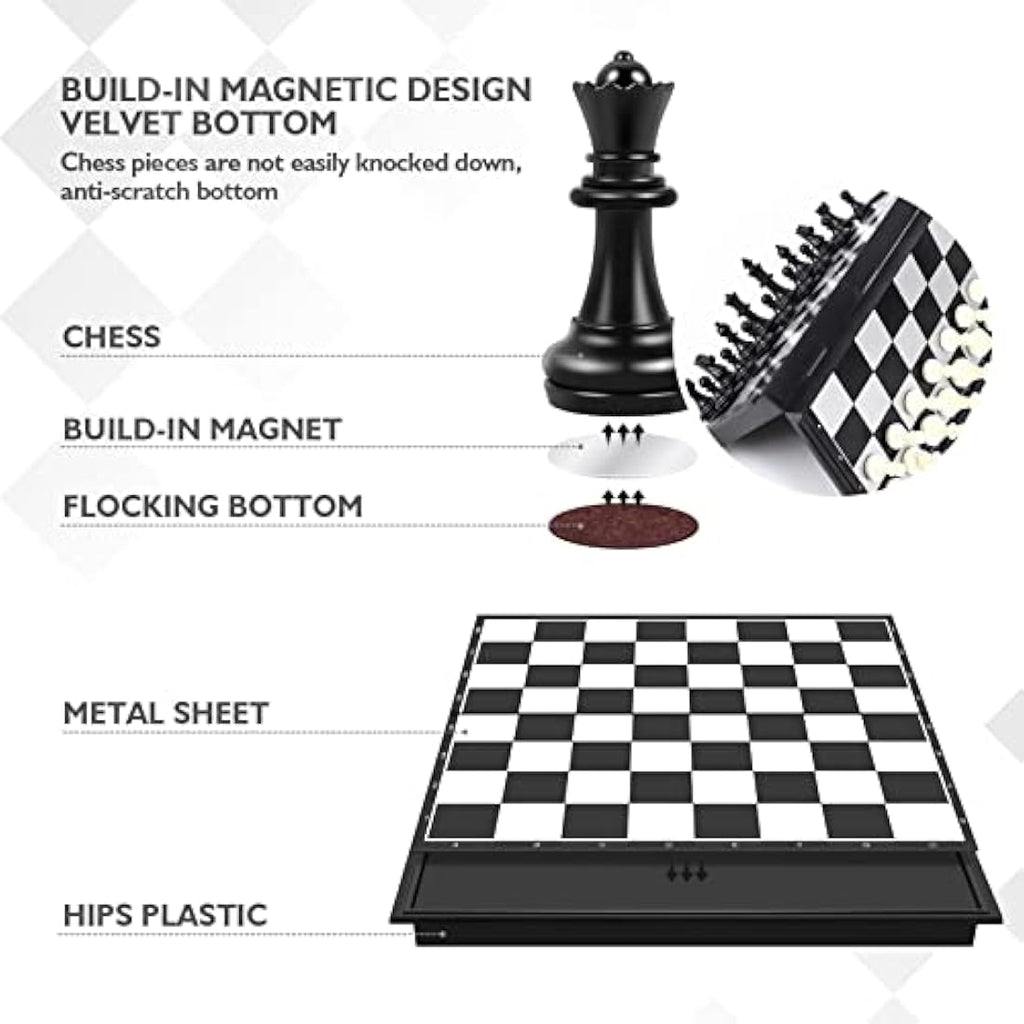 Peradix Magnetic Travel Chess Set | Portable Folding Board Game for Kids