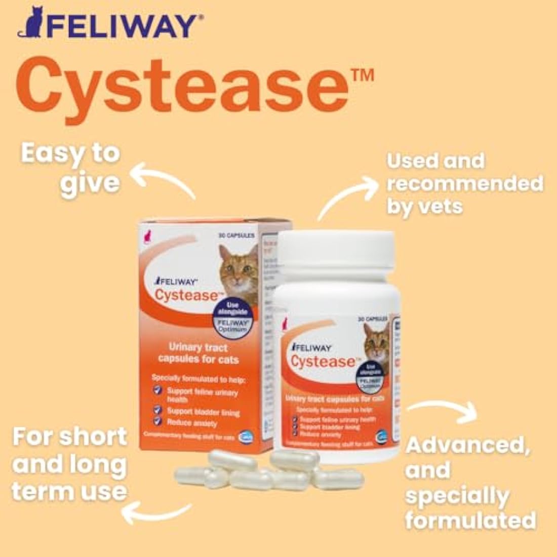 Feliway Cystease Cat Urinary Supplement - Bladder Support, 30 Capsules