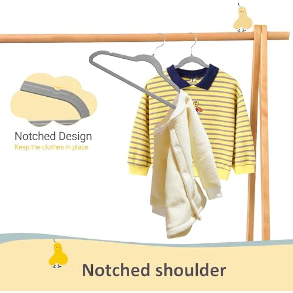 ManGotree Kids Velvet Hangers – Non-slip Ultra-thin 32 Pack, Grey