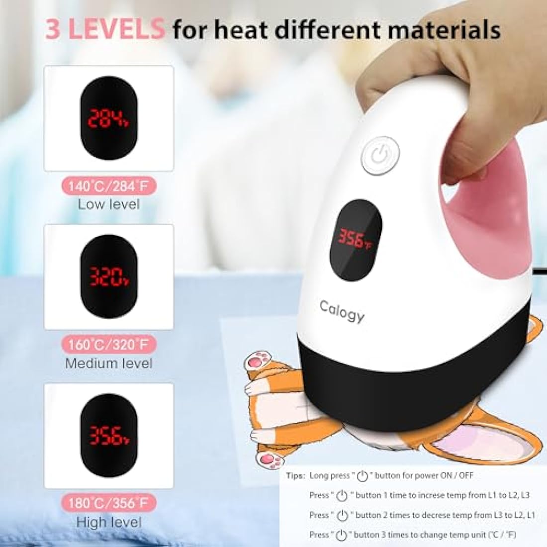 Calogy Mini Heat Press Machine - Portable Craft Iron with LED Display