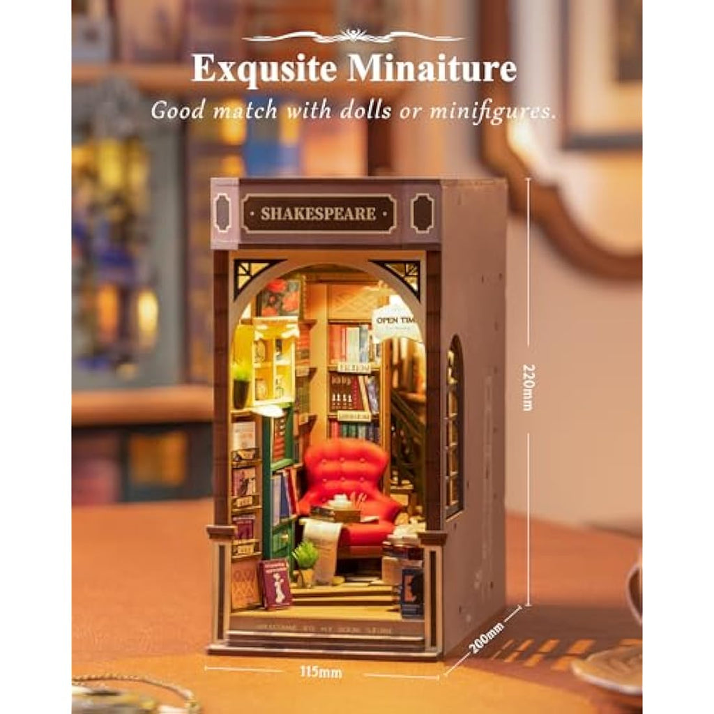 Rolife Shakespeare's Bookstore Book Nook Kit – 3D Wooden Miniature House