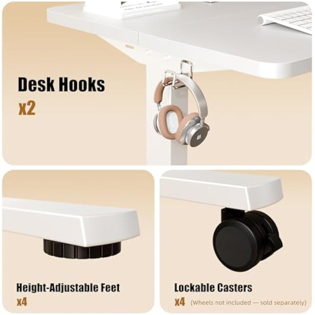 ERGOMAKER Electric Standing Desk - 80x60cm Sit Stand Desk, White