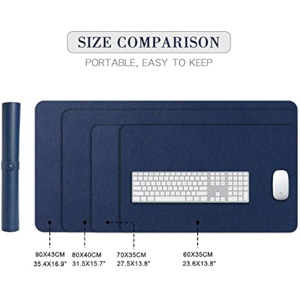 DOBAOJIA Large Desk Pad | Waterproof PU Leather Mouse Mat - Dark Blue