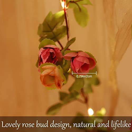 Jolof Store Rose Flower String Lights – 2 Pack 40 LED Battery Garland