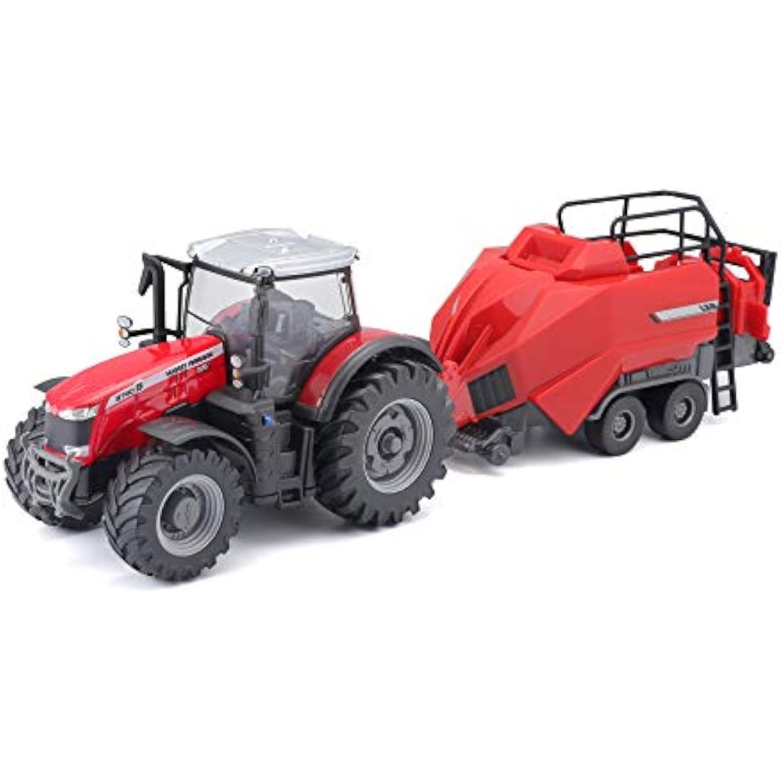 Bburago Massey Ferguson 8740S Die-Cast Tractor with Baler Lifter Model