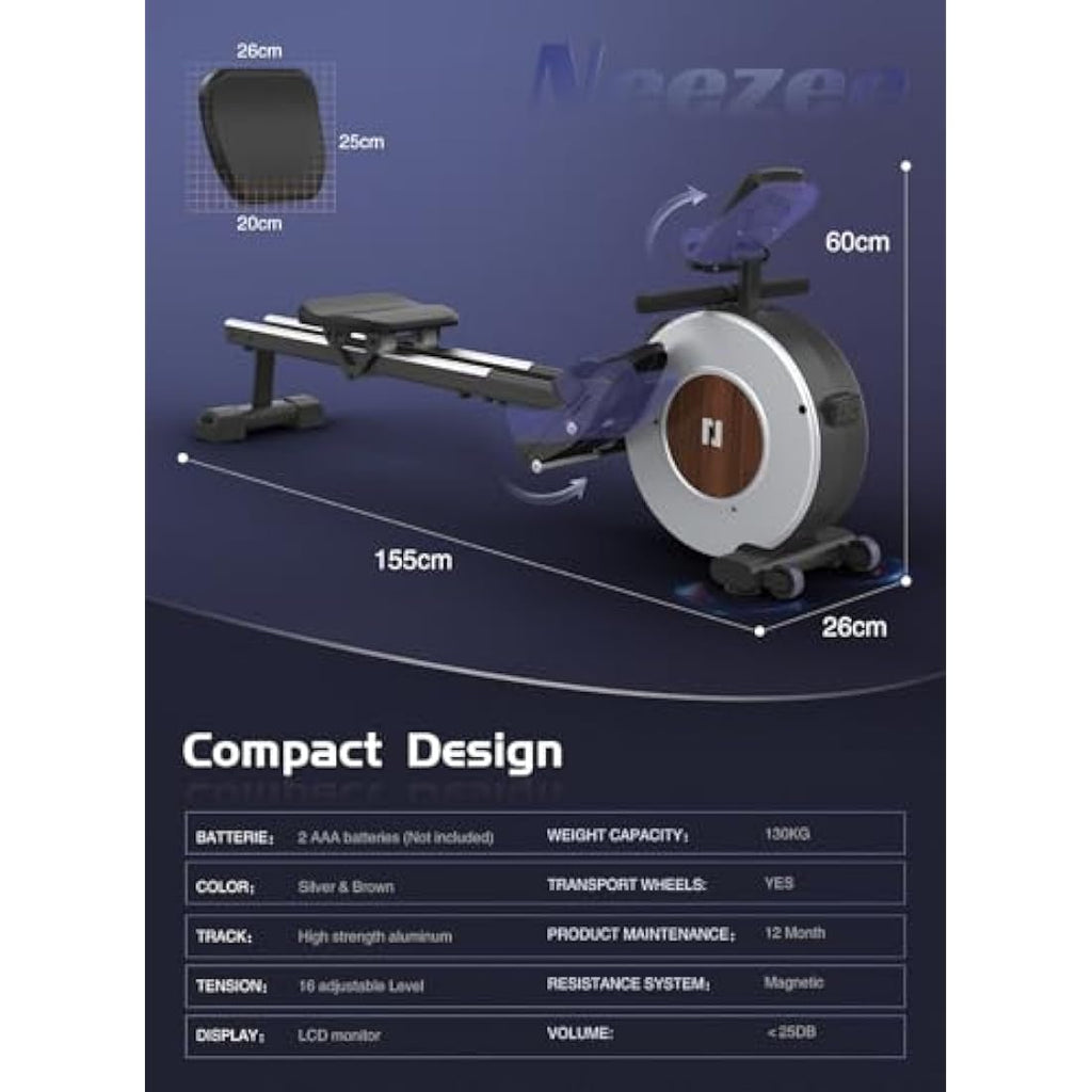 Neezee Magnetic Rowing Machine | 16 Resistance Levels & LCD Monitor