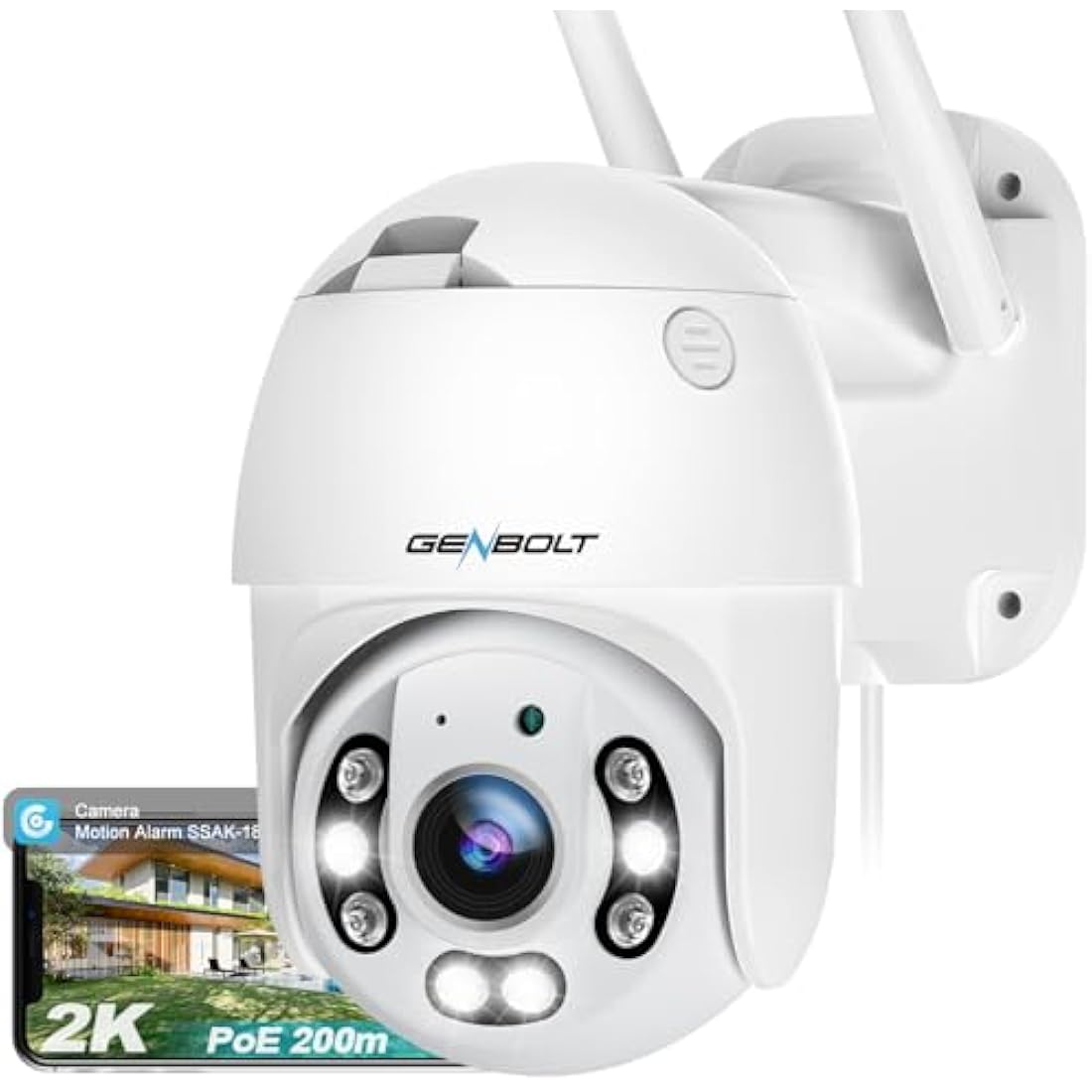 GENBOLT 2.5K WiFi Security Camera Outdoor | 5GHz PoE Pan Tilt CCTV
