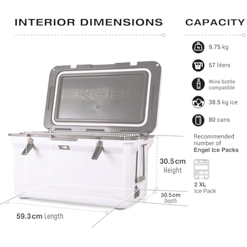 ENGEL 56.8L Ultra-Light Cooler Box – Large Injection Molded Ice Chest