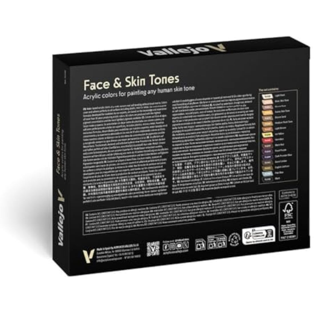 Vallejo Model Color Face & Skin Tones Acrylic Paint Set - 16 Pack