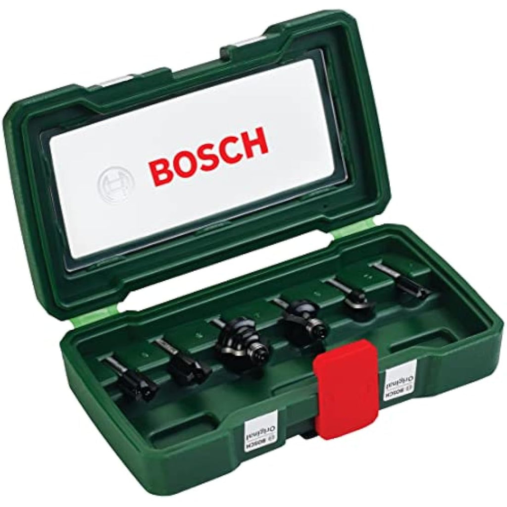 Bosch 6-Piece Tungsten Carbide Router Bit Set for Wood | 1/4" Shank