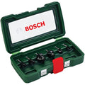 Bosch 6-Piece Tungsten Carbide Router Bit Set for Wood | 1/4" Shank