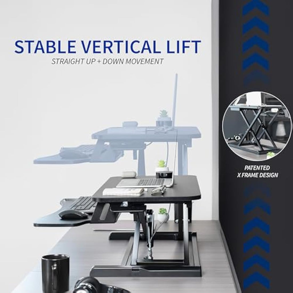 VIVO 91 cm Height Adjustable Standing Desk Converter - White | K Series