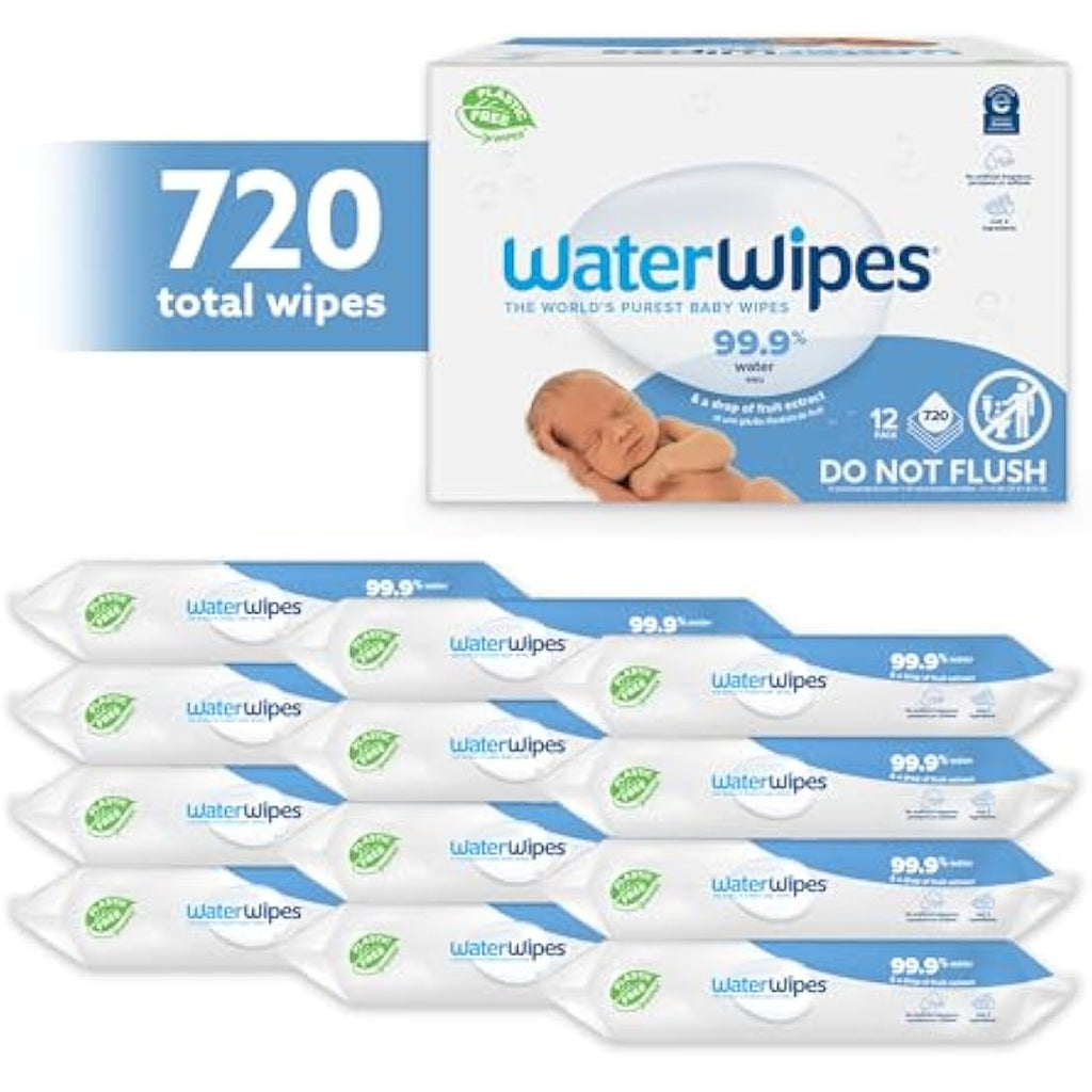 WaterWipes Sensitive Baby Wipes | 99.9% Water | 720 Count (12 Packs)