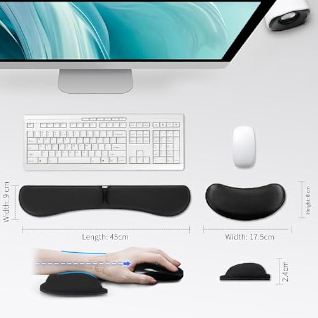 Jolof Store Keyboard and Mouse Wrist Rest Set – Ergonomic Memory Foam