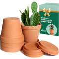 Vensovo 15cm Terra Cotta Plant Pots with Saucers - 4 Pack Clay Planters