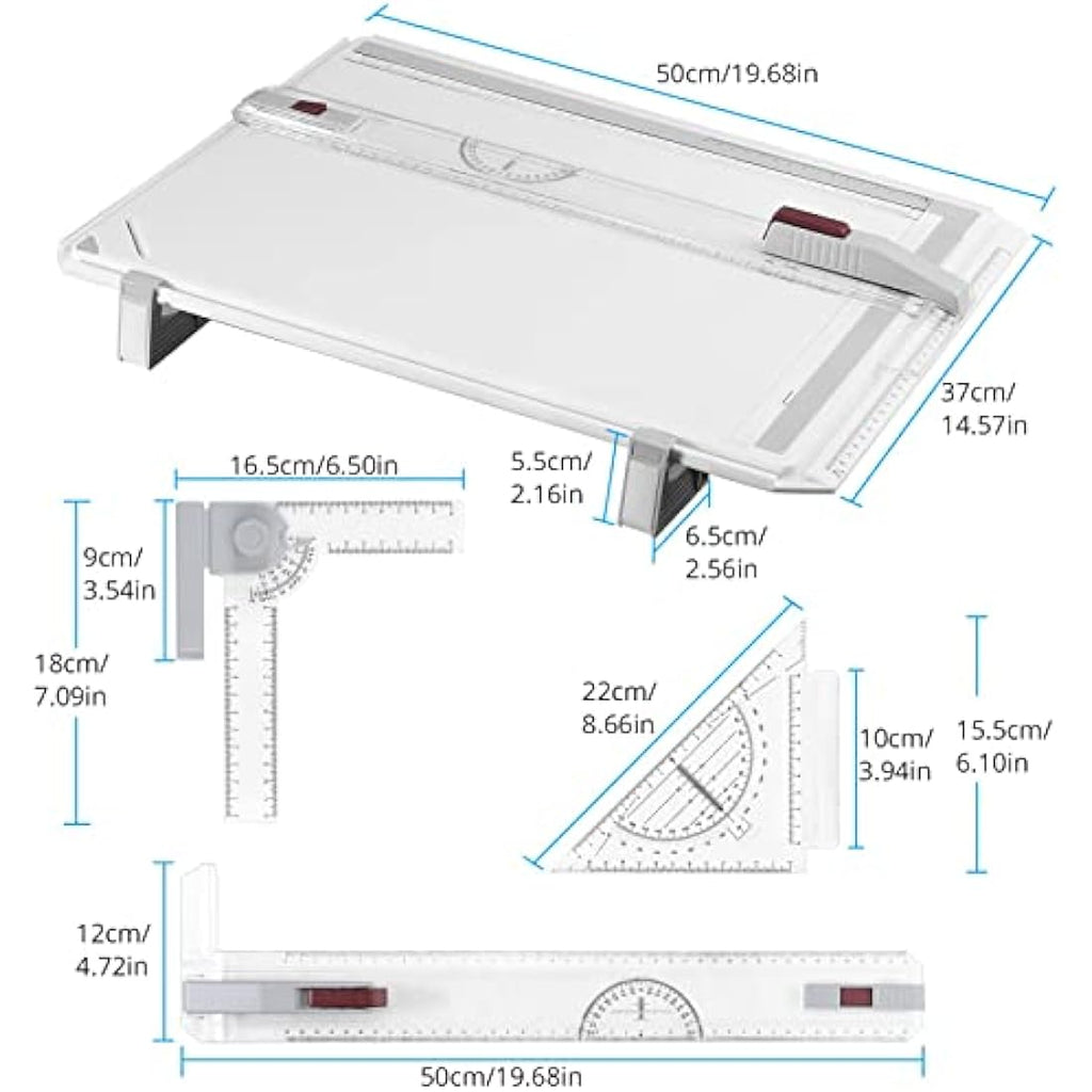 eSynic A3 Drawing Board Set – Adjustable Drafting Table with Parallel Motion