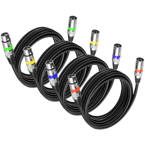 Jolof Store 3 Pin DMX Cable 4 Pack – 10ft XLR Male to Female Mic Leads
