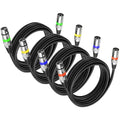 Jolof Store 3 Pin DMX Cable 4 Pack – 10ft XLR Male to Female Mic Leads