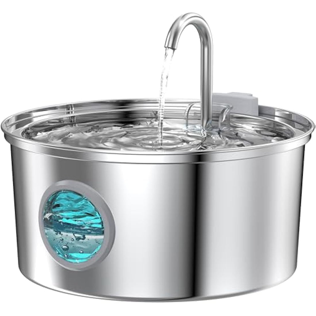 FOFNON Stainless Steel Cat Water Fountain – 108oz Quiet Pet Dispenser