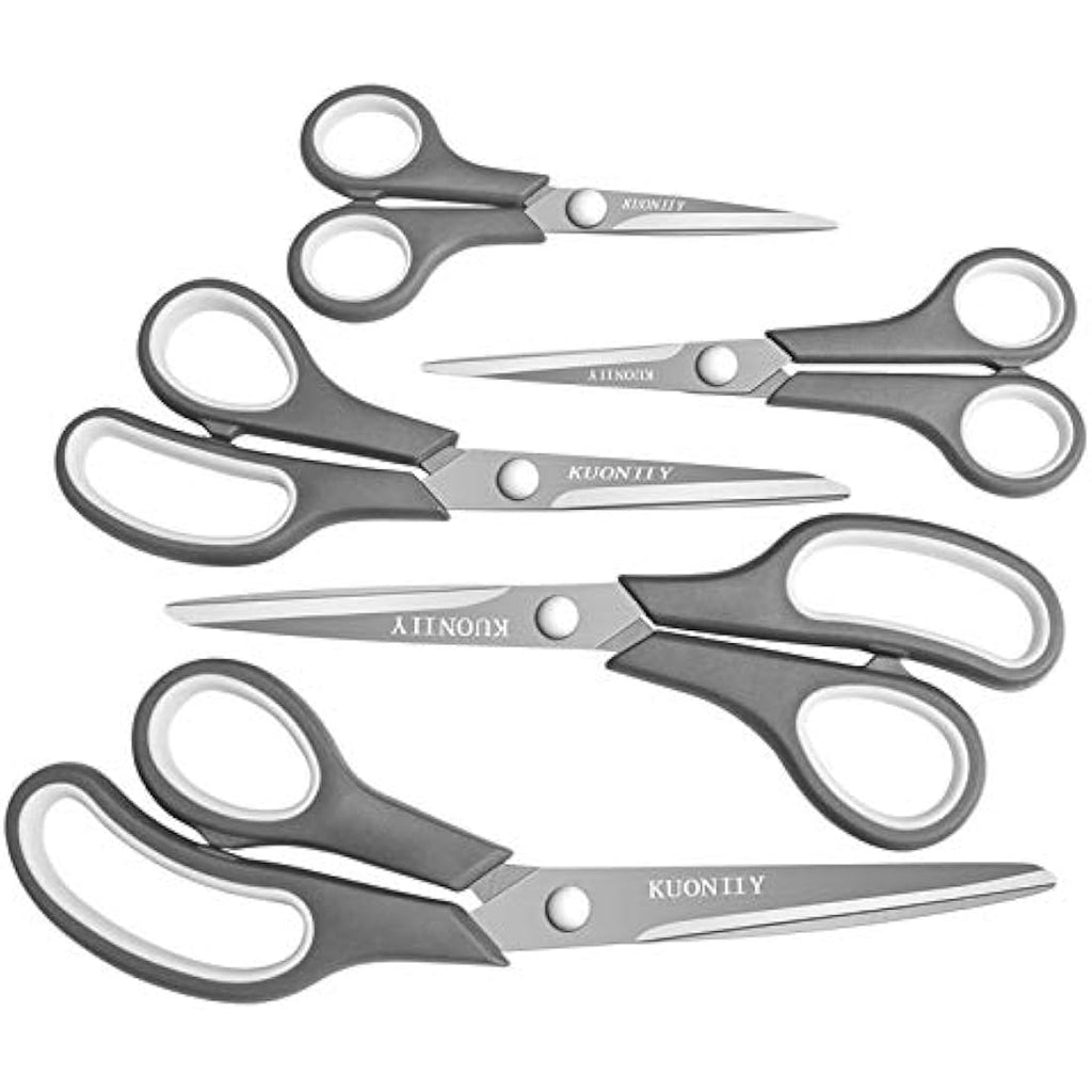 KUONIIY Multi-Purpose Stainless Steel Scissors Set, 5-Pack –
