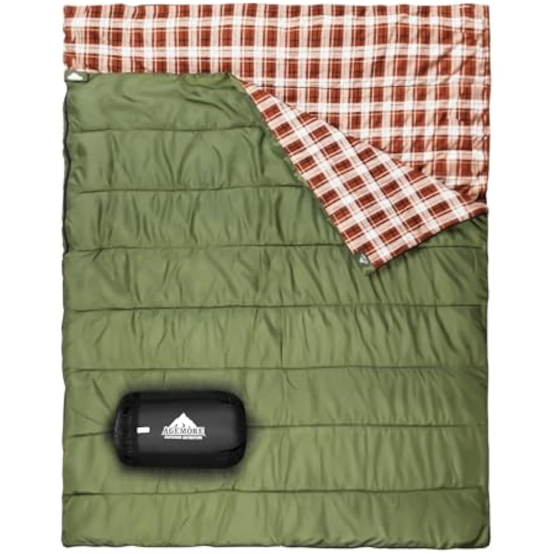 Agemore Double Flannel Sleeping Bag – Waterproof Queen 2 Person Camping Bag
