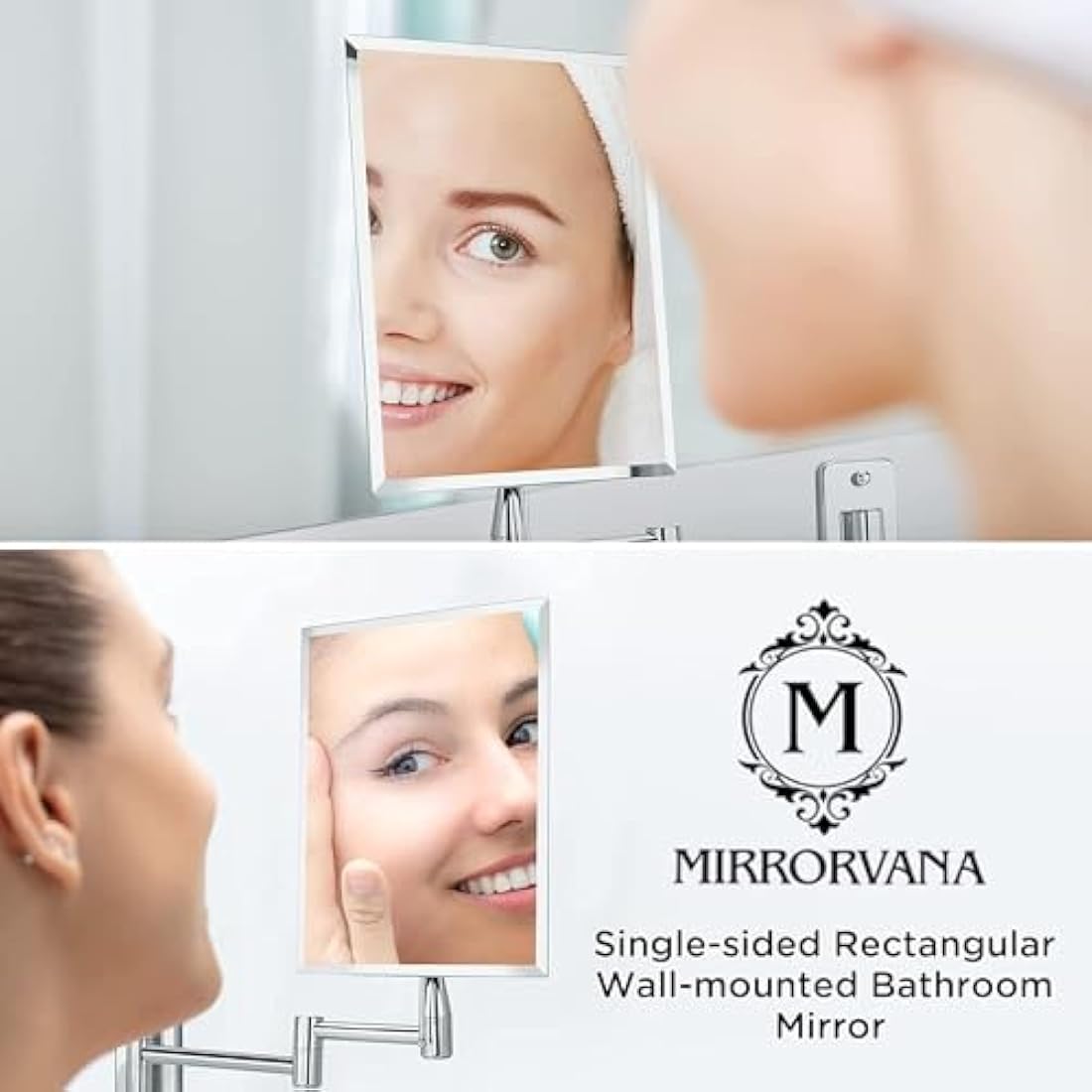 Mirrorvana Frameless Wall Mount Bathroom Mirror | 11" Swivel Chrome