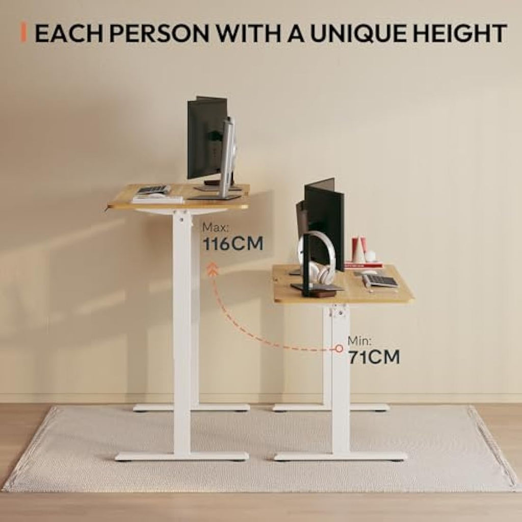 SANODESK Electric Standing Desk – 160x75cm Height Adjustable Table