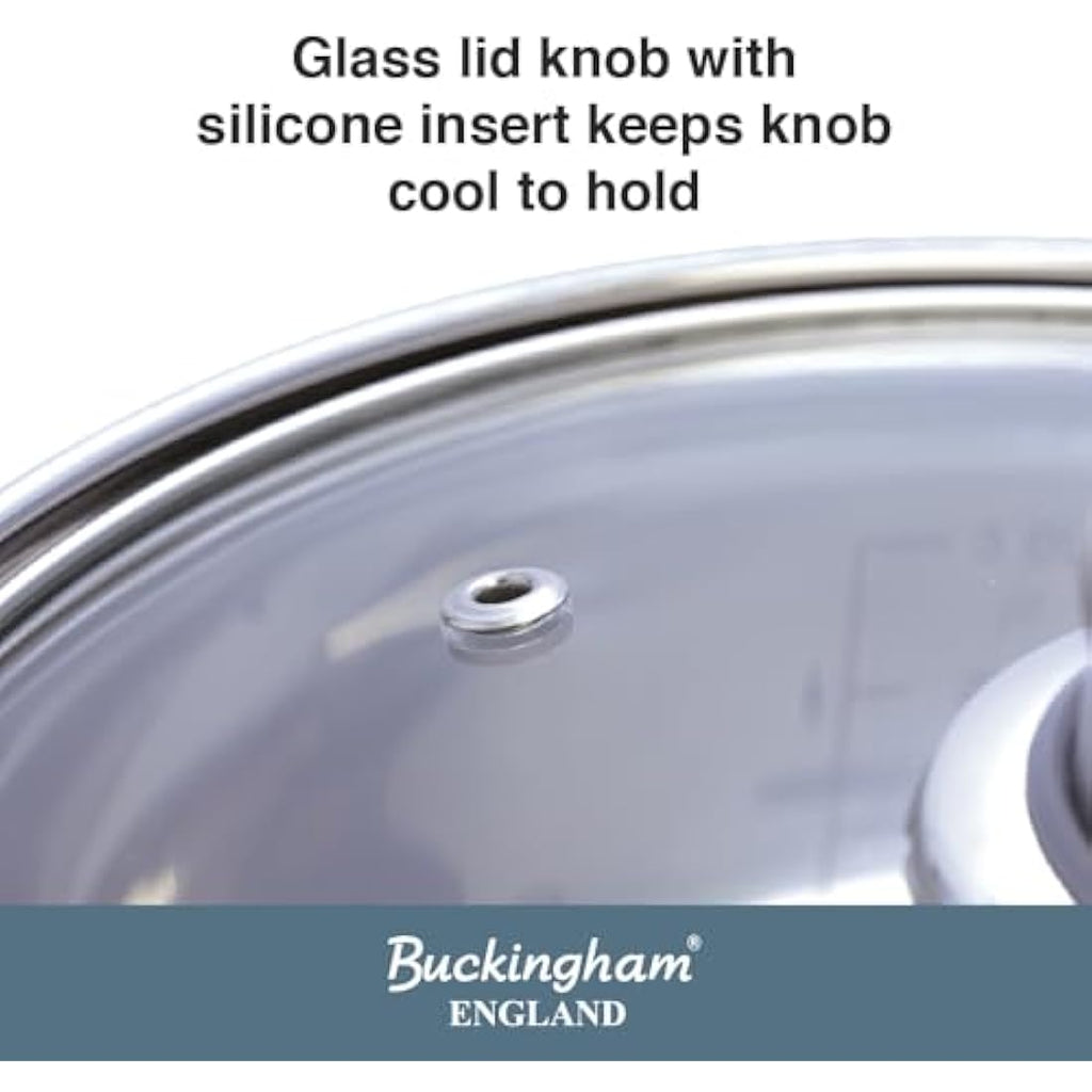 Buckingham Stainless Steel Saucepan with Glass Lid - Induction, 16cm