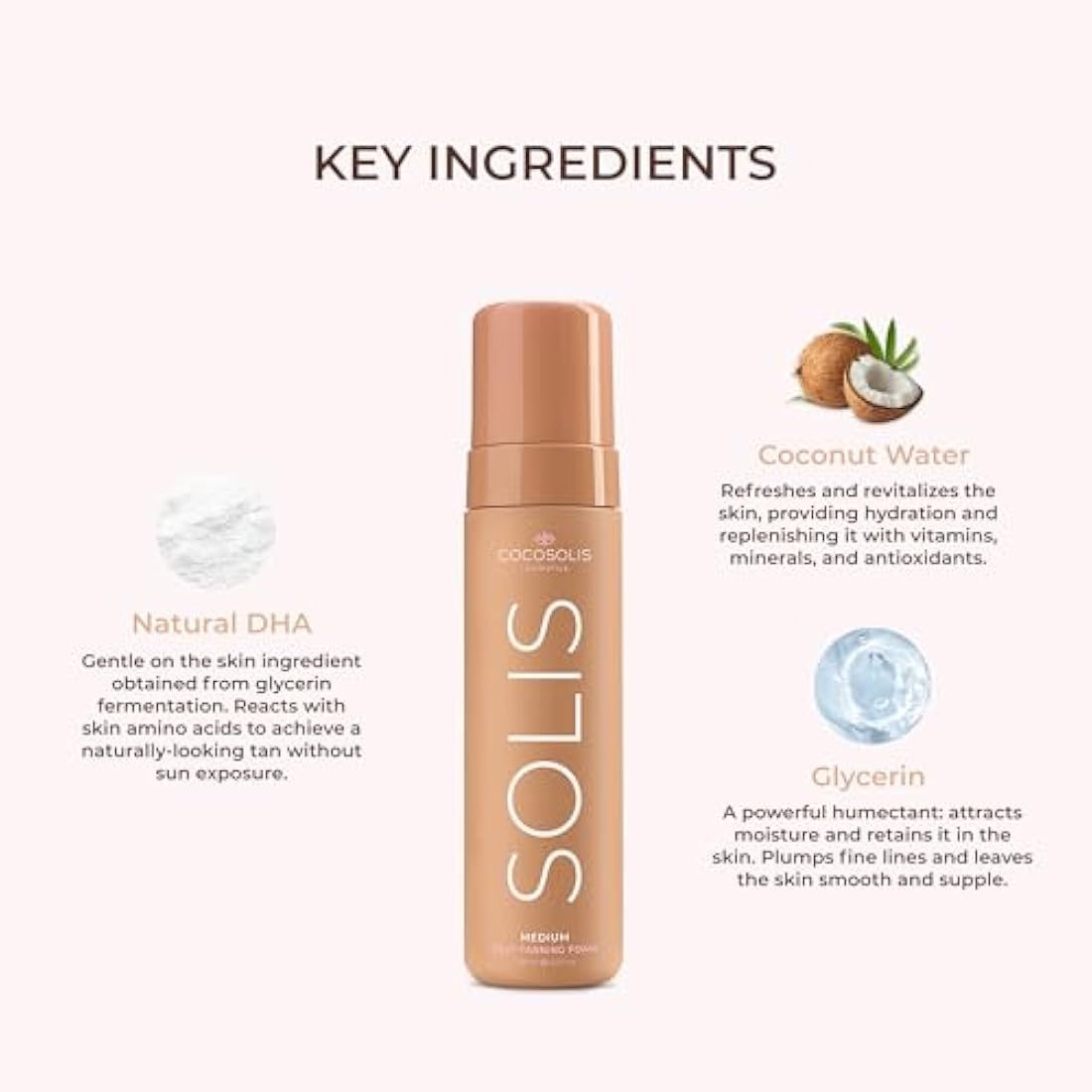 COCOSOLIS SOLIS Medium Self-Tanning Mousse | Natural DHA Face & Body (200ml)
