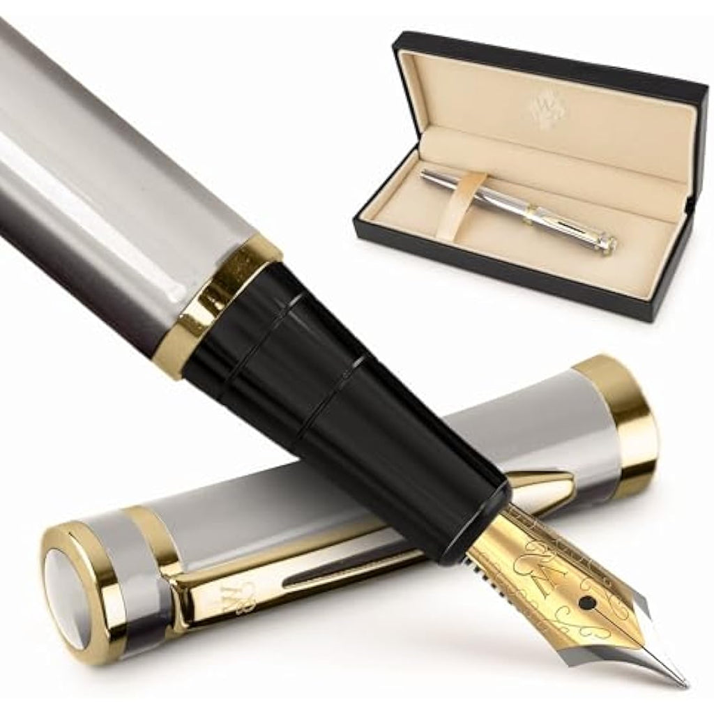 Wordsworth & Black Fountain Pen Set - 18K Gilded Broad Nib with Ink