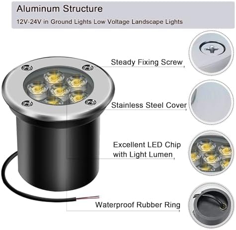 AHOTSUK 6W LED Well Lights – IP67 Waterproof Low Voltage Ground Lighting
