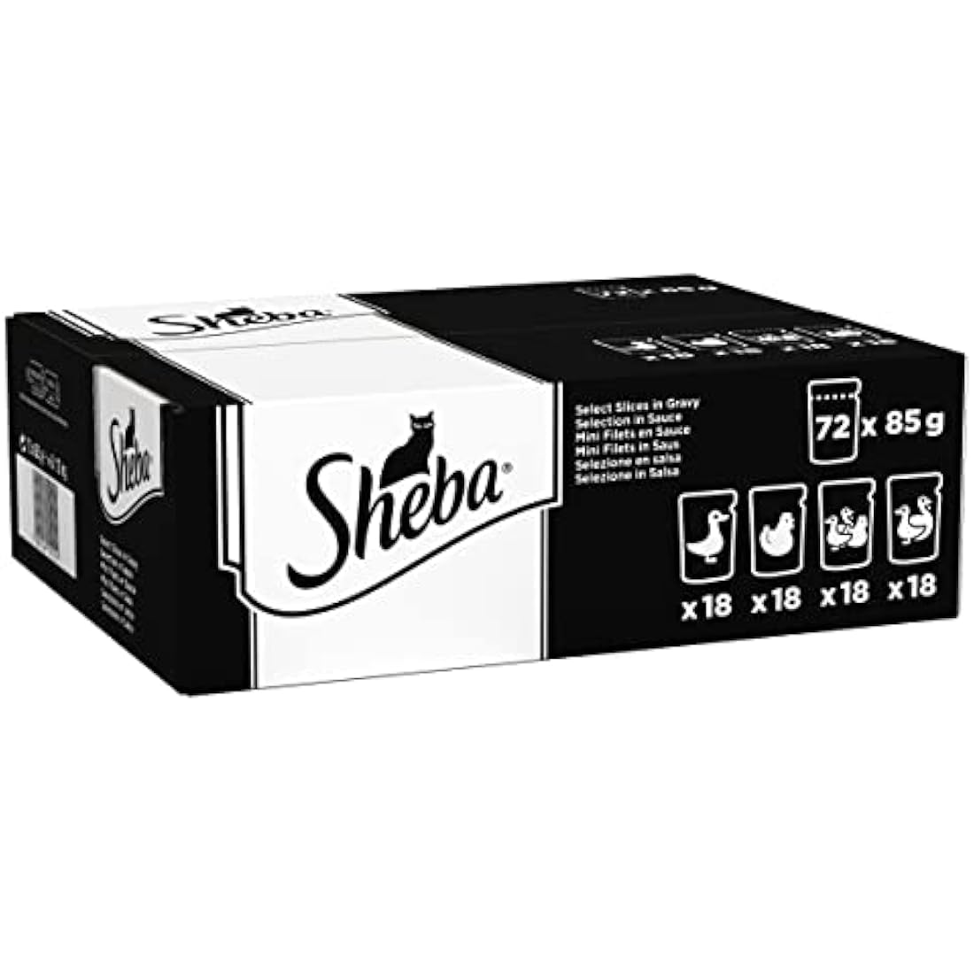 Sheba Wet Cat Food Pouches - Poultry Selection in Gravy - 72 x 85g