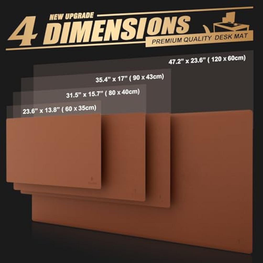 K KNODEL Leather Desk Mat – Dual-Sided Waterproof Office Pad, Brown (80x40cm)