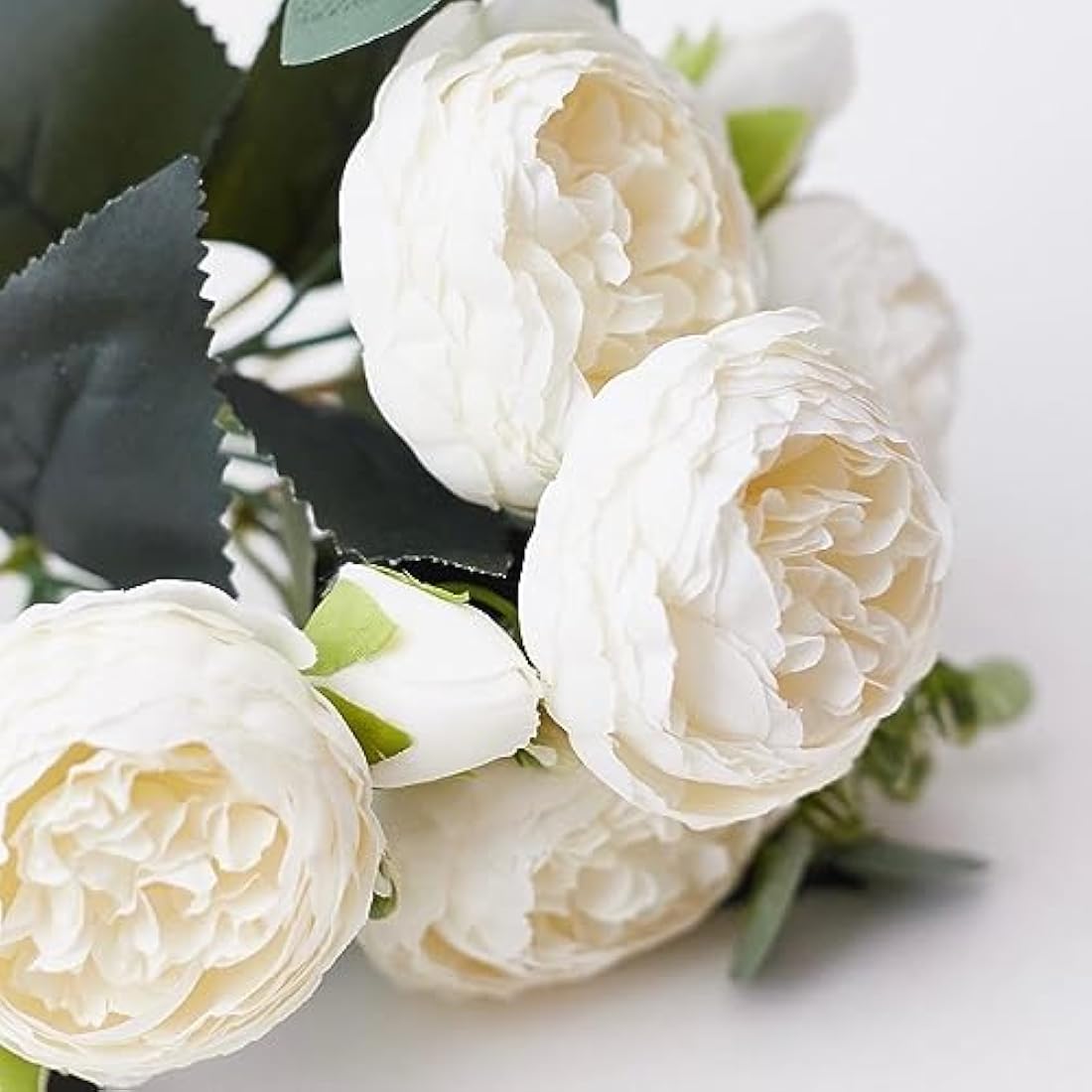Silk Peony and Tea Rose Artificial Bouquet - Milk White