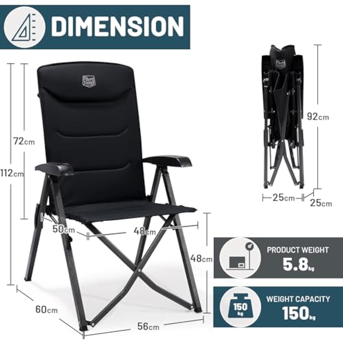 Timber Ridge Heavy Duty Camping Chair | Oversized 4-Position Recliner