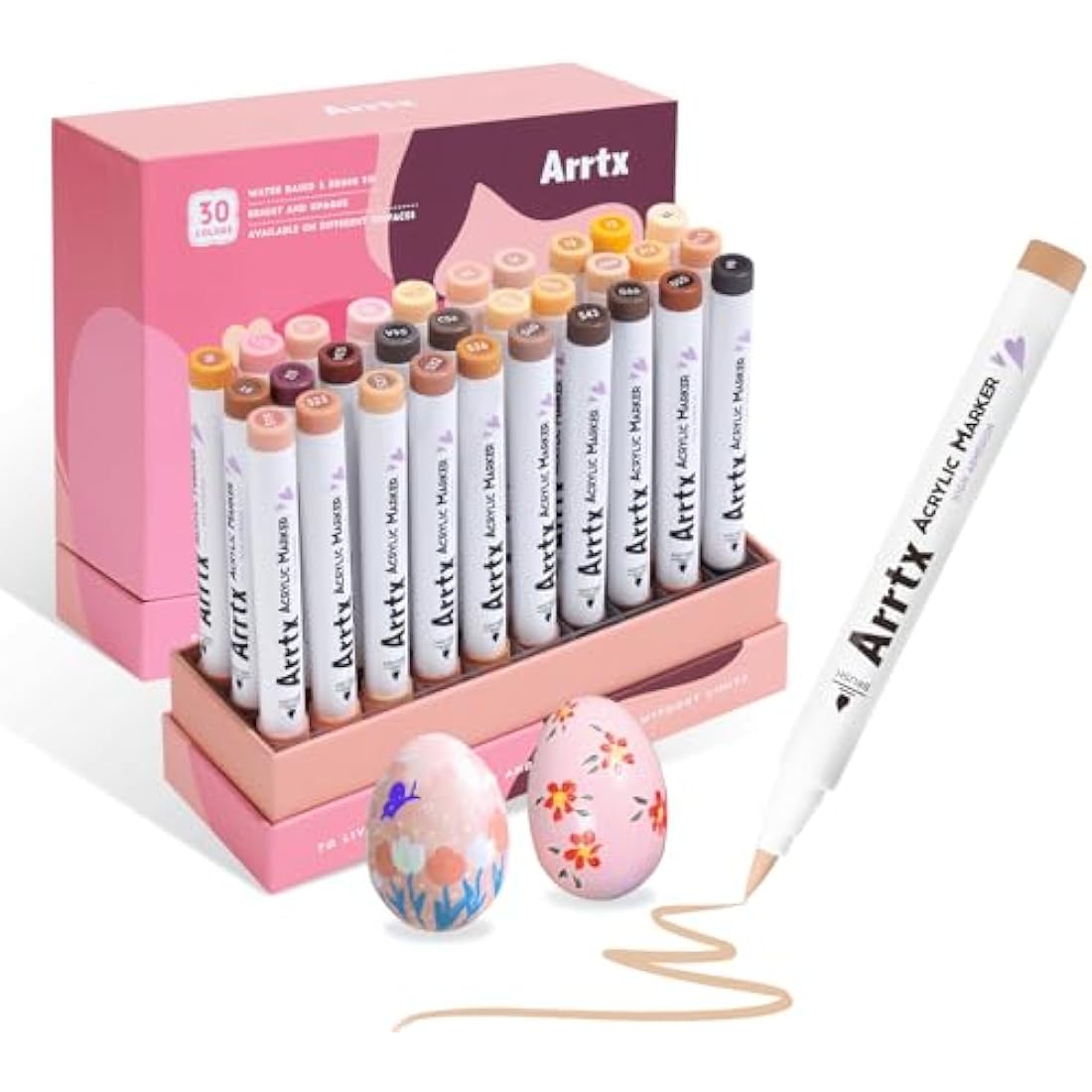 Arrtx 30 Skin Tone Acrylic Paint Pens | Brush Tip Markers for Portraits