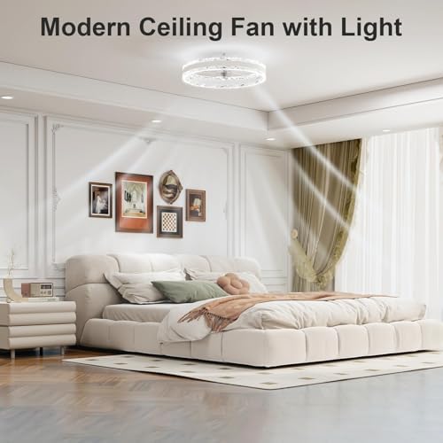 VOLISUN 40cm Smart LED Ceiling Fan with Light and Remote – White