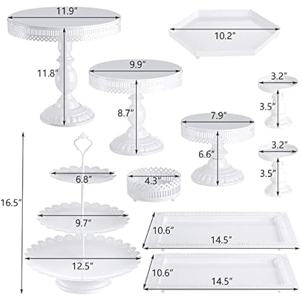 Jolof Store 10-Piece Gold Metal Cake Stand Set for Wedding & Parties