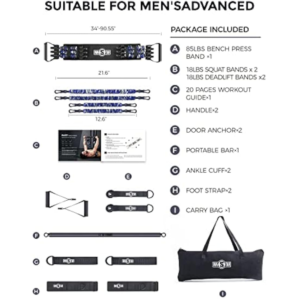 INNSTAR Portable Home Gym Set | Resistance Band Bench Press Kit