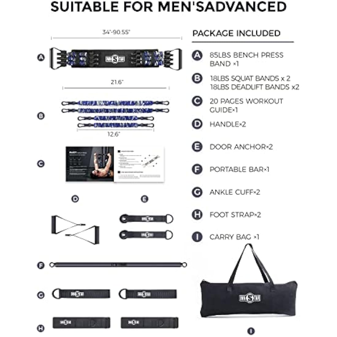 INNSTAR Portable Home Gym Set | Resistance Band Bench Press Kit