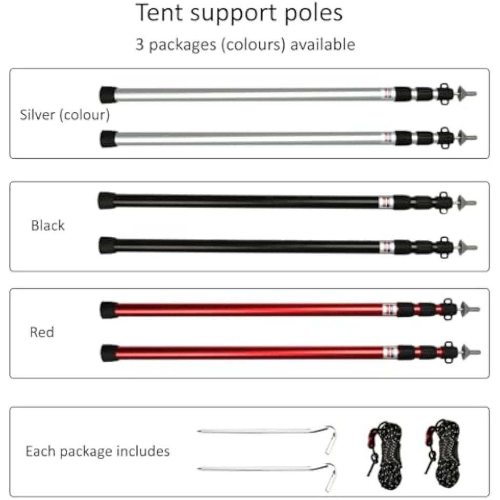 Telescopic Aluminum Tent Poles | 95-234cm Awning Support