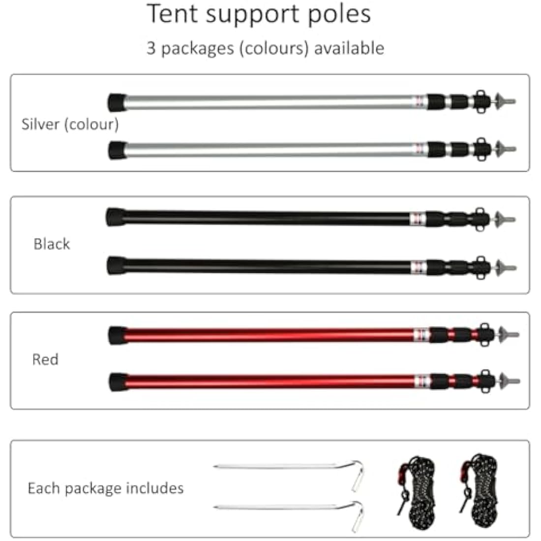 Telescopic Aluminum Tent Poles | 95-234cm Awning Support