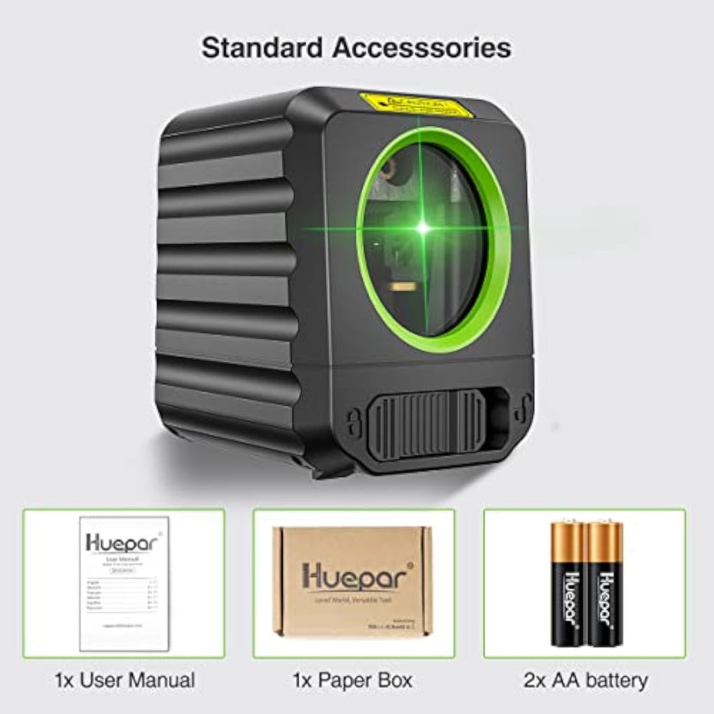 Huepar Green Beam Self-Leveling Laser Level – Cross Line Alignment Tool