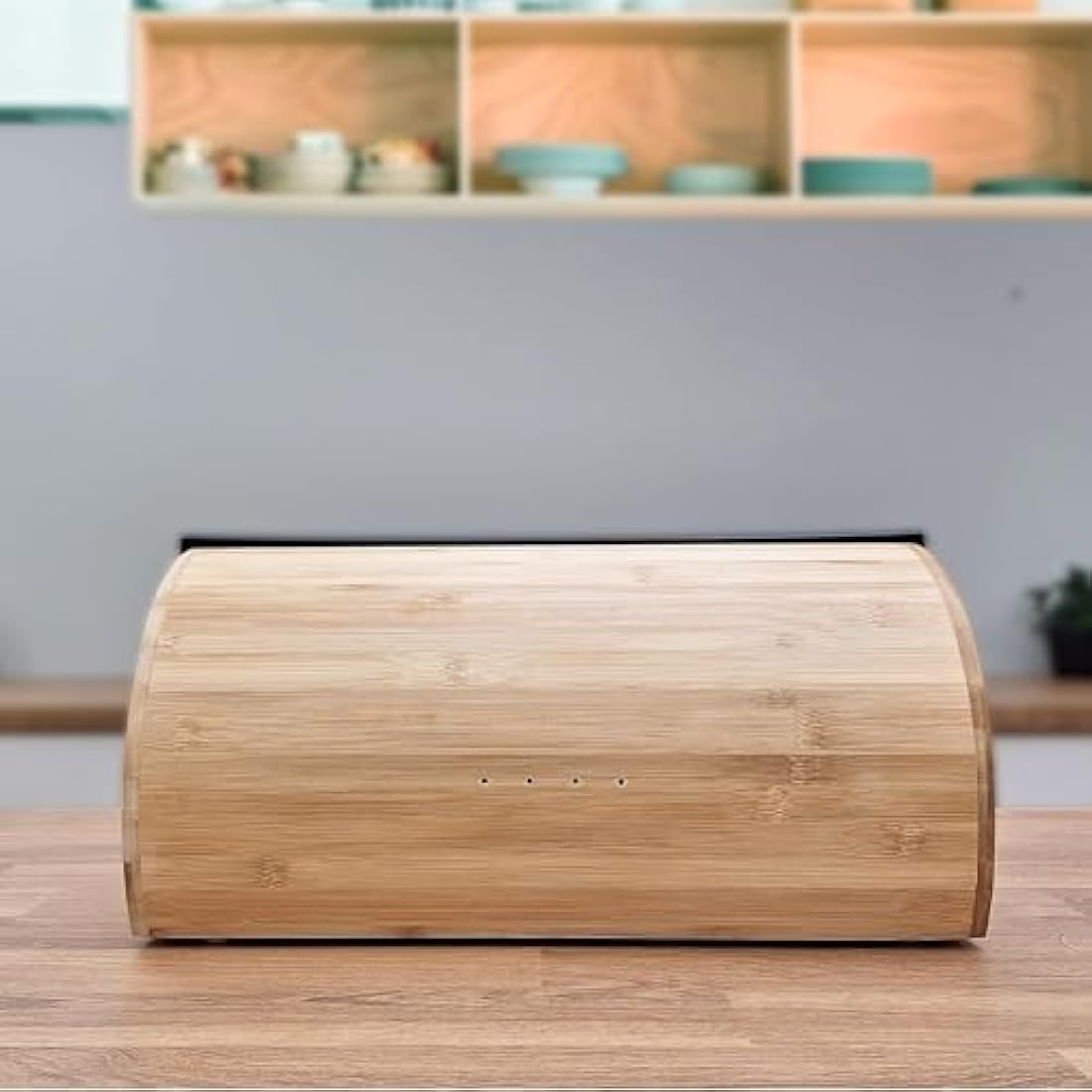 Jolof Store Nordic Bread Box – Bamboo Wood Sliding Lid Bread Bin, Grey